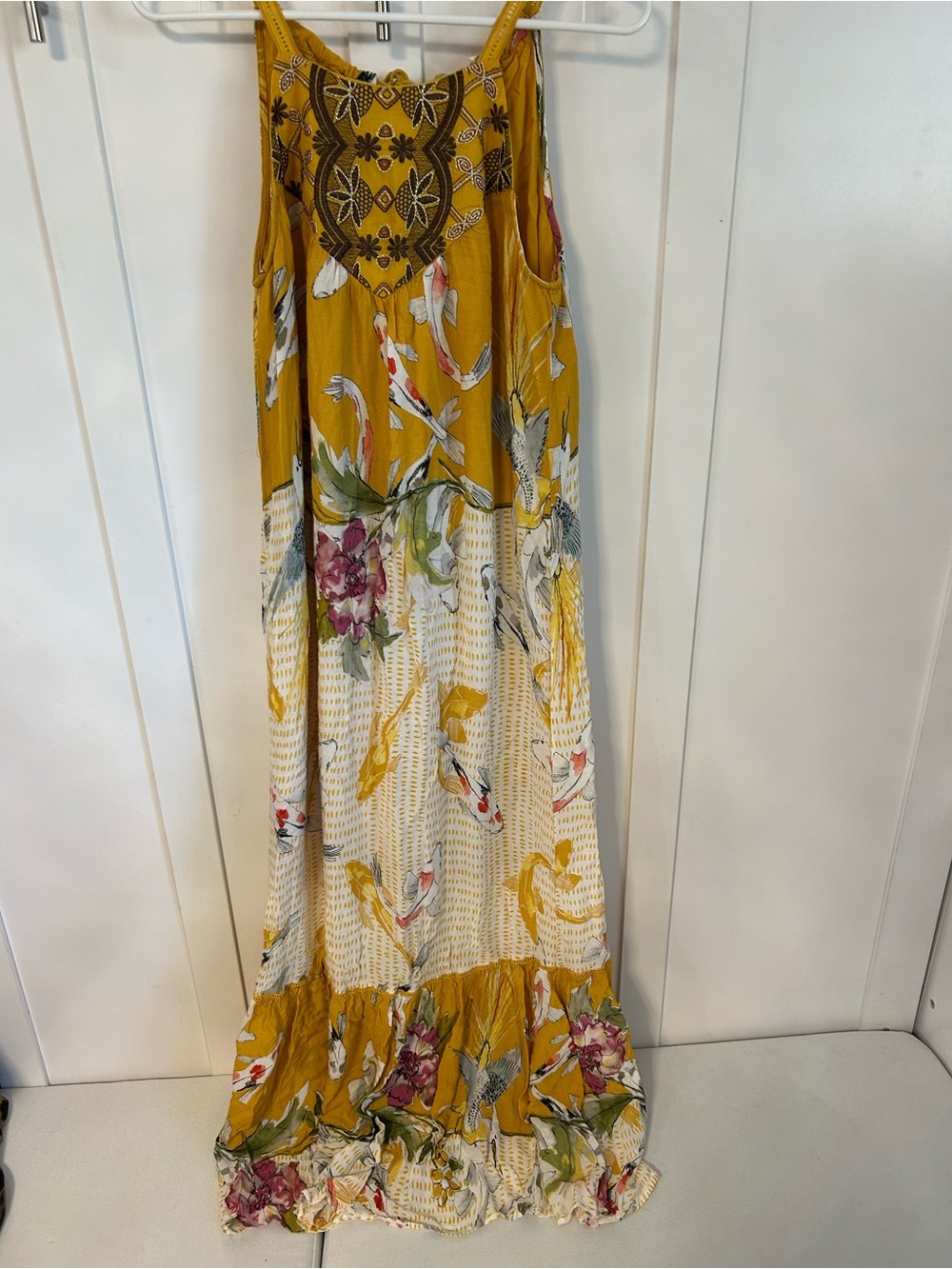 Anthropologie One September Paradiso Koi yellow Maxi dress - Picture 2 of 10